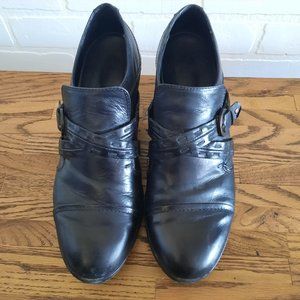Josef Seibel Black Leather Ankle Boots with Buckle Detail